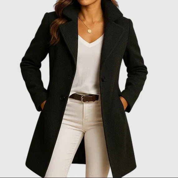 Threnleigh | Women's Wool Coat Double-Breasted Longline - Image 1