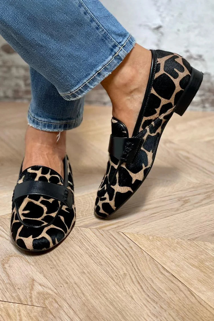 Valentina | Women's Leopard Print Penny Loafers - Brown - Image 1