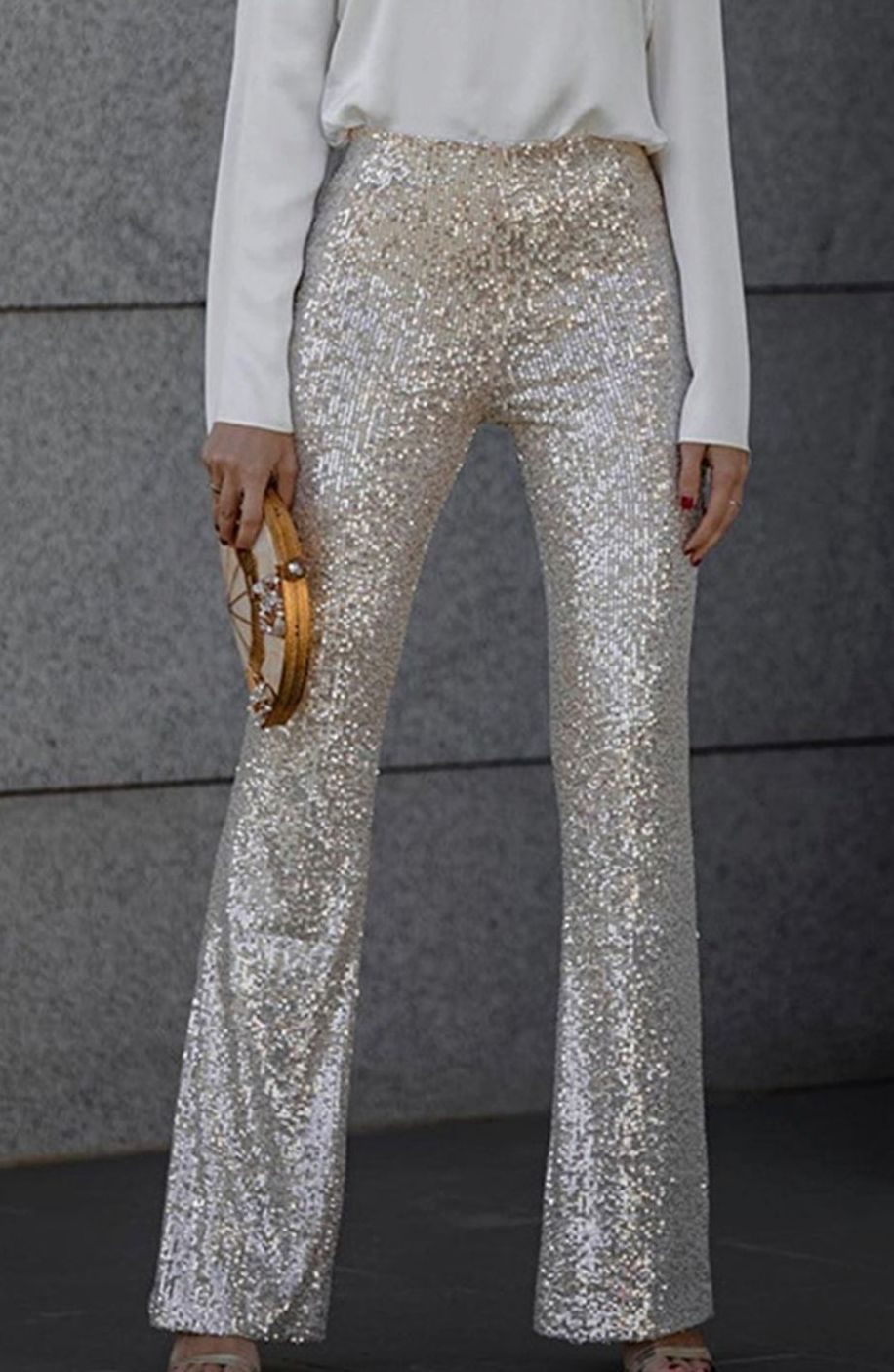 Veldara | Women's Sequin High-Waist Flared Trousers - Image 1