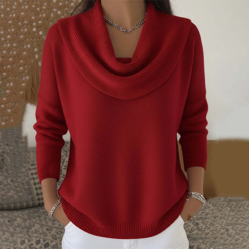 Velvorne | Women's Cowl Neck Knit Jumper - Red - Image 1