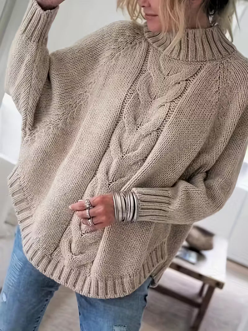 Veradne | Women's Chunky Cable Knit Jumper - Beige - Image 1