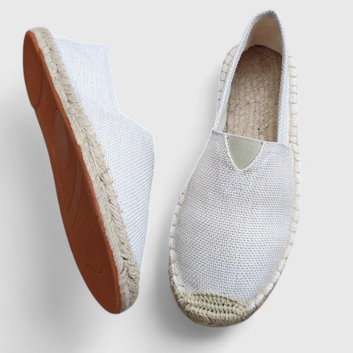 Verity | Women's Slip On White Flat Espadrilles - White - Image 1