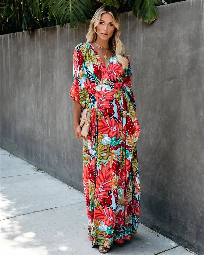 Verity | Women's Tropical Floral Wrap Maxi Dress - Image 1