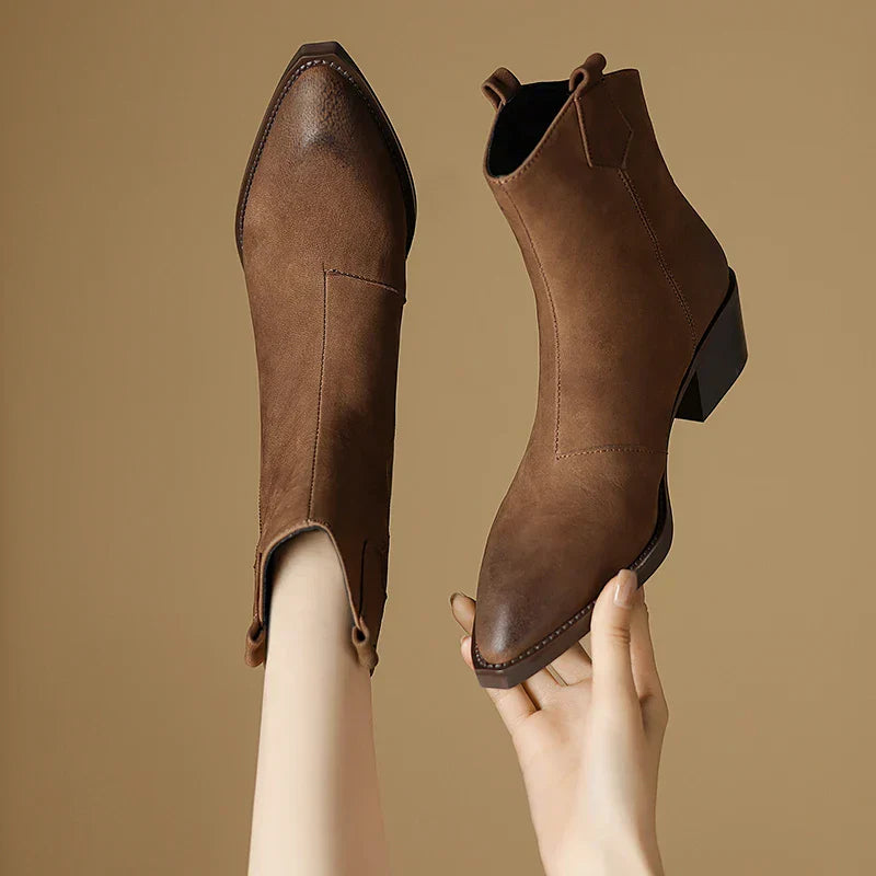 Viviana | Women's Pointed Toe Ankle Boots - Brown - Image 1