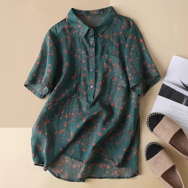 Vivienne | Women's Floral Short Sleeve Shirt - Floral - Image 1
