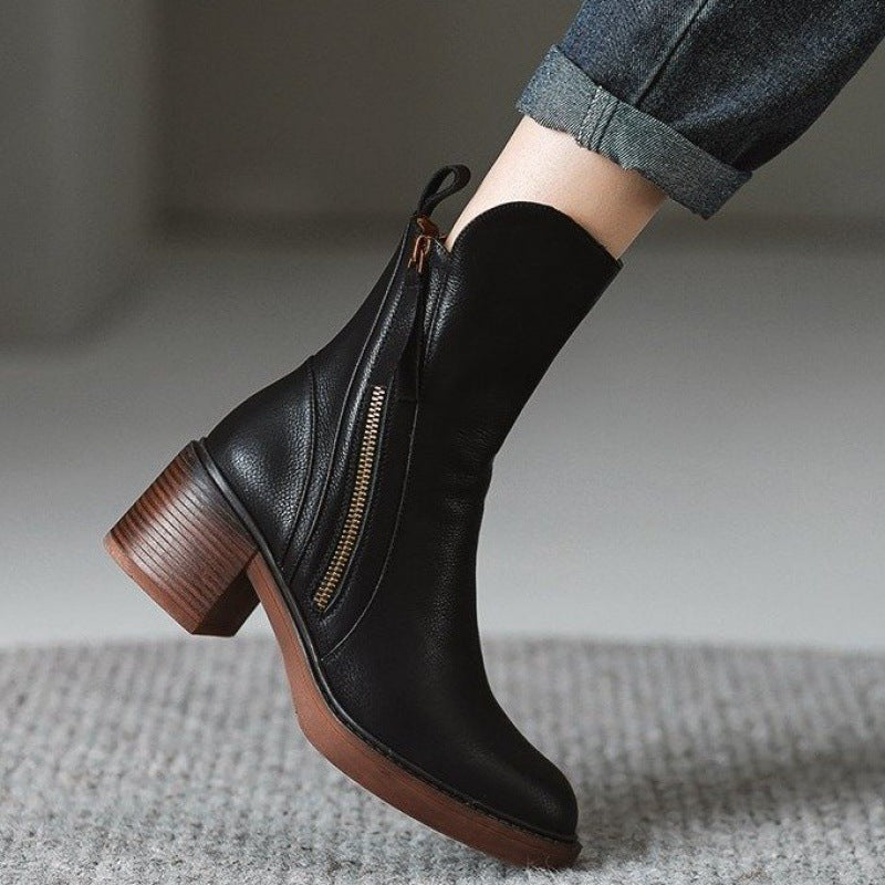 Wrenova | Women's Ankle Boots Block Heel - Black - Image 1