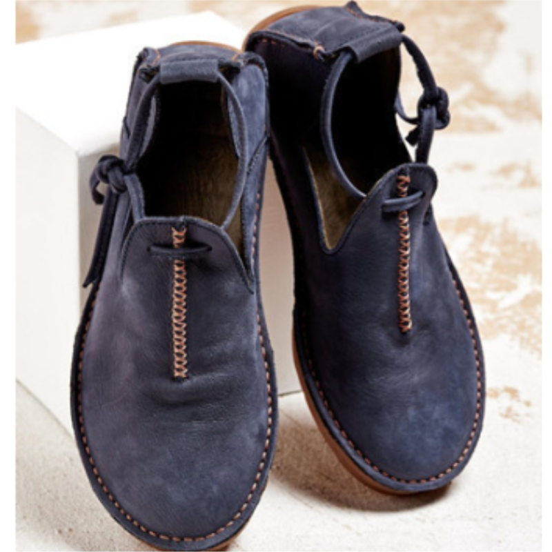 Zenara | Women's Lace Up Flat Shoes - Navy - Image 1